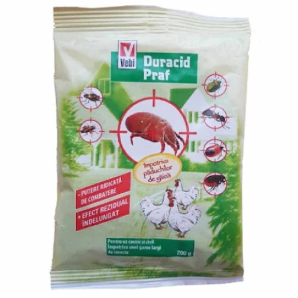 Duracid praf insecticid impotriva paduchilor de gaina 200 gr